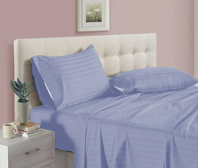 Genuine Global Decor Cotton Double Flat 250 TC Solid Bedsheet(Pack of 1, Light Purple)