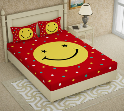 Cosito 144 TC Cotton Double Jaipuri Prints Flat Bedsheet(Pack of 1, Red 1)