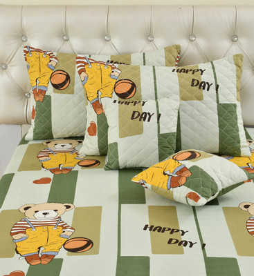 CLOVIS KRAFTS Microfiber King Fitted (Elastic) 240 TC Printed Bedsheet(Pack of 1, FITTED BEDSHEET 5 PCS SET HAPPY DAY)