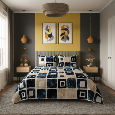 SCHp Woolen, Velvet Double Flat 240 TC Printed Bedsheet(Pack of 1, B_66)