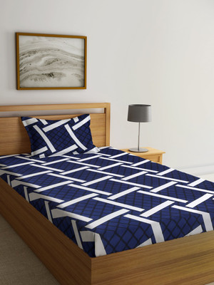 Klotthe 300 TC Polycotton Single Printed Fitted (Elastic) Bedsheet(Pack of 1, Multicolor)