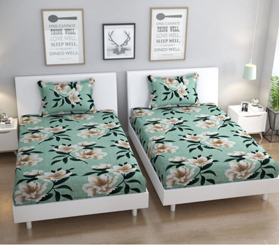 BELVOSTUM Microfiber Single Flat 220 TC Floral Bedsheet(Pack of 2, Multicolor)