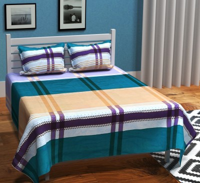 Floating Dreams 220 TC Microfiber Queen Checkered Flat Bedsheet(Pack of 1, Multicolor)