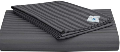 Holy Heart Collections 300 TC Cotton, Satin, Microfiber Double Striped Flat Bedsheet(Pack of 1, BLACK GREY)