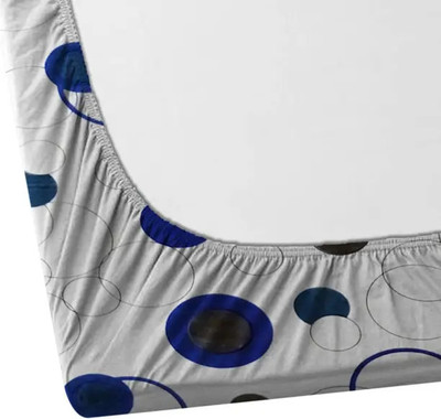 AMEYAA Cotton King Fitted (Elastic) 320 TC Printed Bedsheet(Pack of 1, WHITE GOLA)