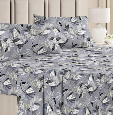 VAS COLLECTIONS Cotton Double Flat 160 TC Floral Bedsheet(Pack of 1, Black)