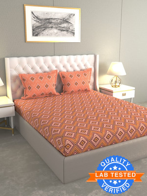 Raymond Home Cotton Double Flat 120 TC Geometric Bedsheet(Pack of 1, Mystique Maroon)