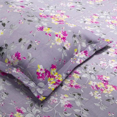 haus & kinder 186 TC Cotton Double Floral Flat Bedsheet(Pack of 1, Purple)