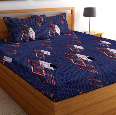 VAS COLLECTIONS 160 TC Microfiber Single Abstract Flat Bedsheet(Pack of 1, Blue)