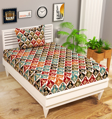 VAS COLLECTIONS 144 TC Microfiber Single Abstract Flat Bedsheet(Pack of 1, Print Multicolor)