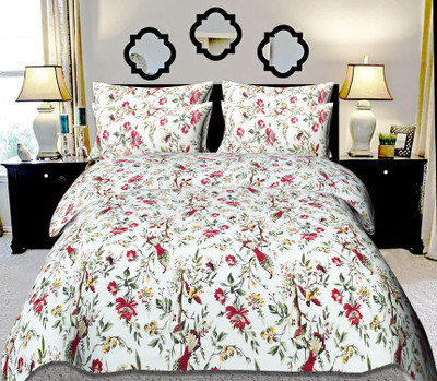 ETape 200 TC Cotton King Floral Flat Bedsheet  (Pack Of 1, Red) For Rs. 173 @ 71 %