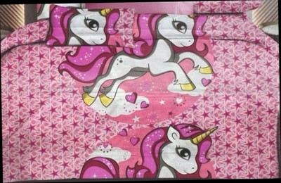 livingcreation Cotton Double Flat 230 TC Cartoon Bedsheet(Pack of 1, Pink)