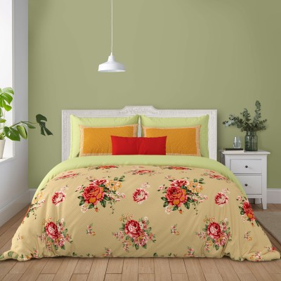 Yuvaan Enterprises 300 TC Cotton King Floral Flat Bedsheet(Pack of 1, Brown)