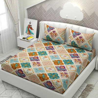 Flipkart SmartBuy 240 TC Microfiber Double Abstract Flat Bedsheet(Pack of 1, Multicolor)