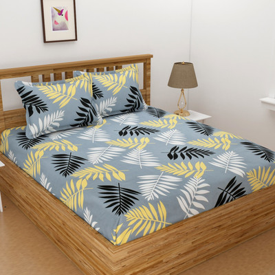 rivek 240 TC Cotton Blend Double Geometric Flat Bedsheet(Pack of 1, Grey)