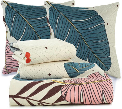 Apni Dukan Cotton Queen Flat 204 TC Printed Bedsheet(Pack of 1, White (1 Bedsheet+2 Pillow cover+2 Cushion with filler)) Apni Dukan Cotton Queen Flat 204 TC Printed Bedsheet(Pack of 1, White (1 Bedsheet+2 Pillow cover+2 Cushion with filler))