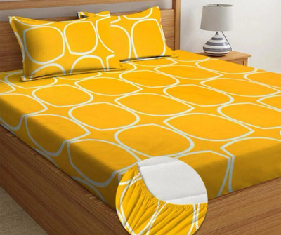 Rivek Décor Cotton Double Flat 240 TC Printed Bedsheet(Pack of 1, Blue)