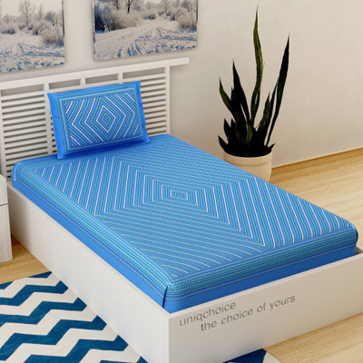 Unique Choice 220 TC Cotton Single Self Design Flat Bedsheet(Pack of 1, Blue)