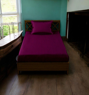 HOMYBEES Cotton Single Fitted (Elastic) 101 TC Polka Bedsheet(Pack of 1, Purple)