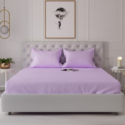 stoa paris 300 TC Polyester Super King Solid Fitted (Elastic) Bedsheet(Pack of 1, Lilac)