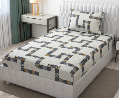 Freshfromloom 144 TC Microfiber Single Solid Flat Bedsheet(Pack of 1, White Grey)