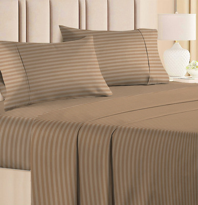 VAS COLLECTIONS 220 TC Cotton Double Striped Flat Bedsheet(Pack of 1, Mouse)