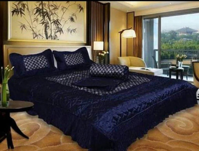 MAAAMEY TEXTILES 250 TC Polyester Double Solid Flat Bedsheet(Pack of 1, ROYAL BLUE)