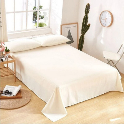 BEVI 280 TC Microfiber Single Solid Flat Bedsheet(Pack of 1, Ivory)