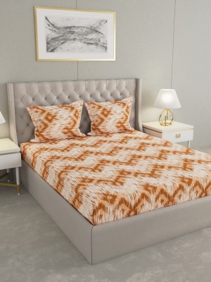 Raymond Home 104 TC Cotton Double Abstract Flat Bedsheet(Pack of 1, Orange)