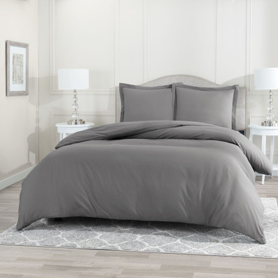 BELVOSTUM 250 TC Microfiber Double Solid Flat Bedsheet(Pack of 1, Grey)