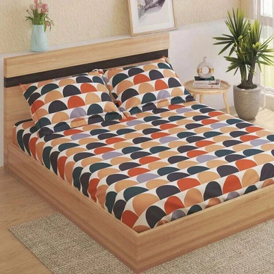 Blissful Creations Cotton Double Flat 250 TC Printed Bedsheet(Pack of 1, Multicolor)