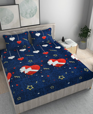 COTTON VILLAS 180 TC Microfiber Double Glow in the Dark Flat Bedsheet(Pack of 1, Blue)
