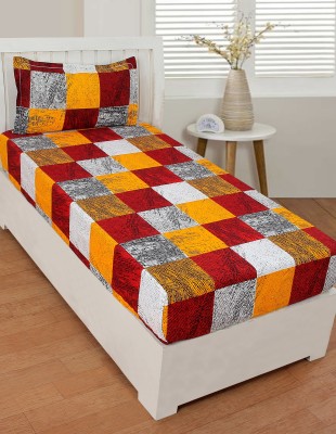 Home Readiness 220 TC Cotton Single Abstract Flat Bedsheet(Pack of 1, Yellow)