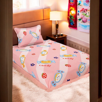 HOMYBEES 110 TC Polyester Single Abstract Flat Bedsheet(Pack of 1, Maroon)