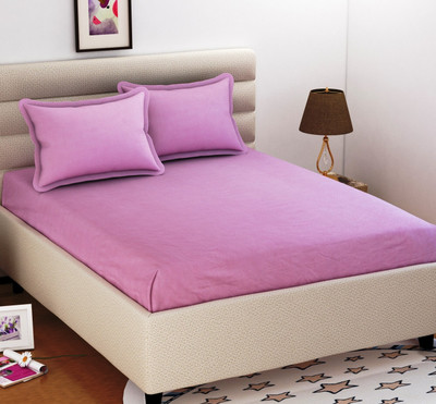 Impeccable Home 220 TC Microfiber Single Solid Fitted (Elastic) Bedsheet(Pack of 1, Pink)