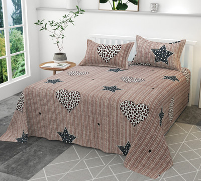 BELEZA FURNISHING Cotton King Flat 220 TC Self Design Bedsheet(Pack of 1, pyazi)