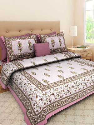 PALANG SHOBHA Cotton Double Flat 180 TC Jaipuri Prints Bedsheet(Pack of 1, Multicolor)