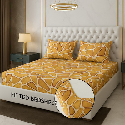 Shivi Creation 170 TC Cotton King Printed Fitted (Elastic) Bedsheet(Pack of 1, Multicolor)