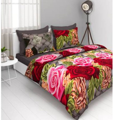 Supreme Home Collective Microfiber Double Flat 144 TC Printed Bedsheet(Pack of 1, Grey)