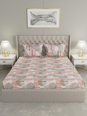 Raymond Home 104 TC Cotton Double Geometric Flat Bedsheet(Pack of 1, Pink)