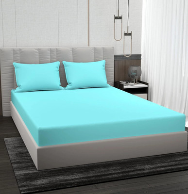 Krishnam 180 TC Microfiber Double Solid Flat Bedsheet(Pack of 1, Aqua Blue)