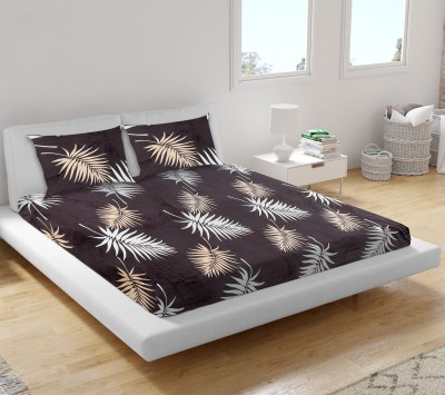 JAW 200 TC Velvet, Microfiber, Polyester Double Floral Flat Bedsheet(Pack of 1, Floral Brown)