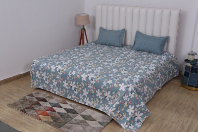 RD TREND 210 TC Cotton King Floral Flat Bedsheet(Pack of 1, Dark Blue)