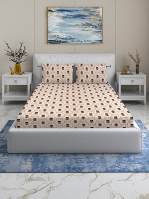 Quirky Home 180 TC Microfiber Double Printed Fitted (Elastic) Bedsheet(Pack of 1, Multicolor)