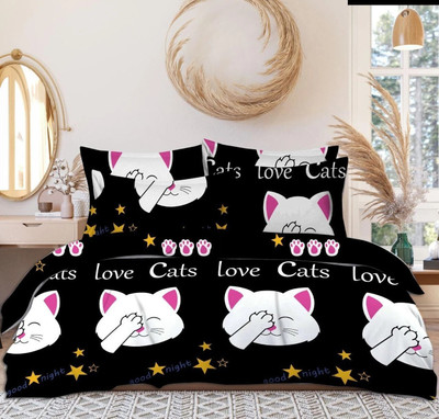 OLDENNA Microfiber Double Fitted (Elastic) 180 TC Printed Bedsheet(Pack of 1, Multicolor)