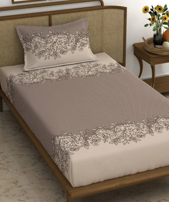 Rumps 350 TC Cotton Single Printed Fitted (Elastic) Bedsheet(Pack of 1, NEW TATA)