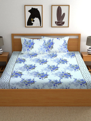 BLUEDOT Microfiber Double Flat 230 TC Floral Bedsheet(Pack of 1, Multicolor)