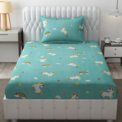 Freshfromloom 144 TC Microfiber Single Solid Flat Bedsheet(Pack of 1, Teal)