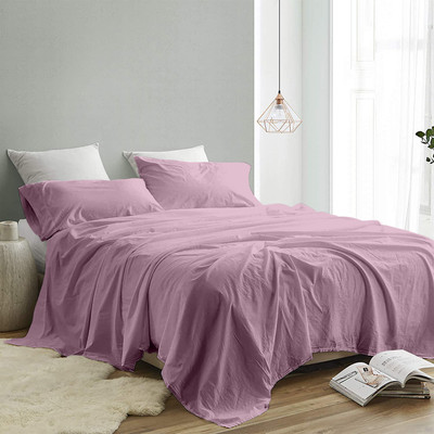 INDRA'S Cotton King Flat 300 TC Solid Bedsheet(Pack of 1, LAVENDER PINK)