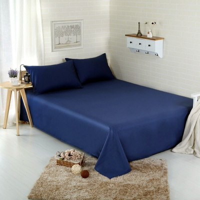 Optra 300 TC Microfiber Single Solid Flat Bedsheet(Pack of 1, Navy Blue)